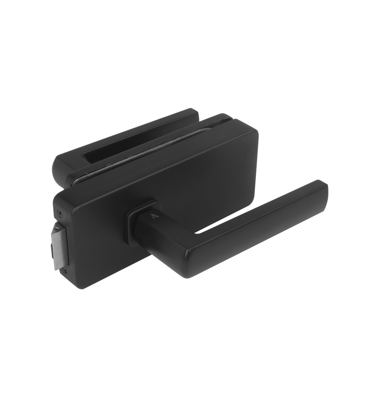 Glass door lock UNIQUE R8 + handle HOSTA - Black matt Glass door lock UNIQUE R8 + handle HOSTA - Black matt