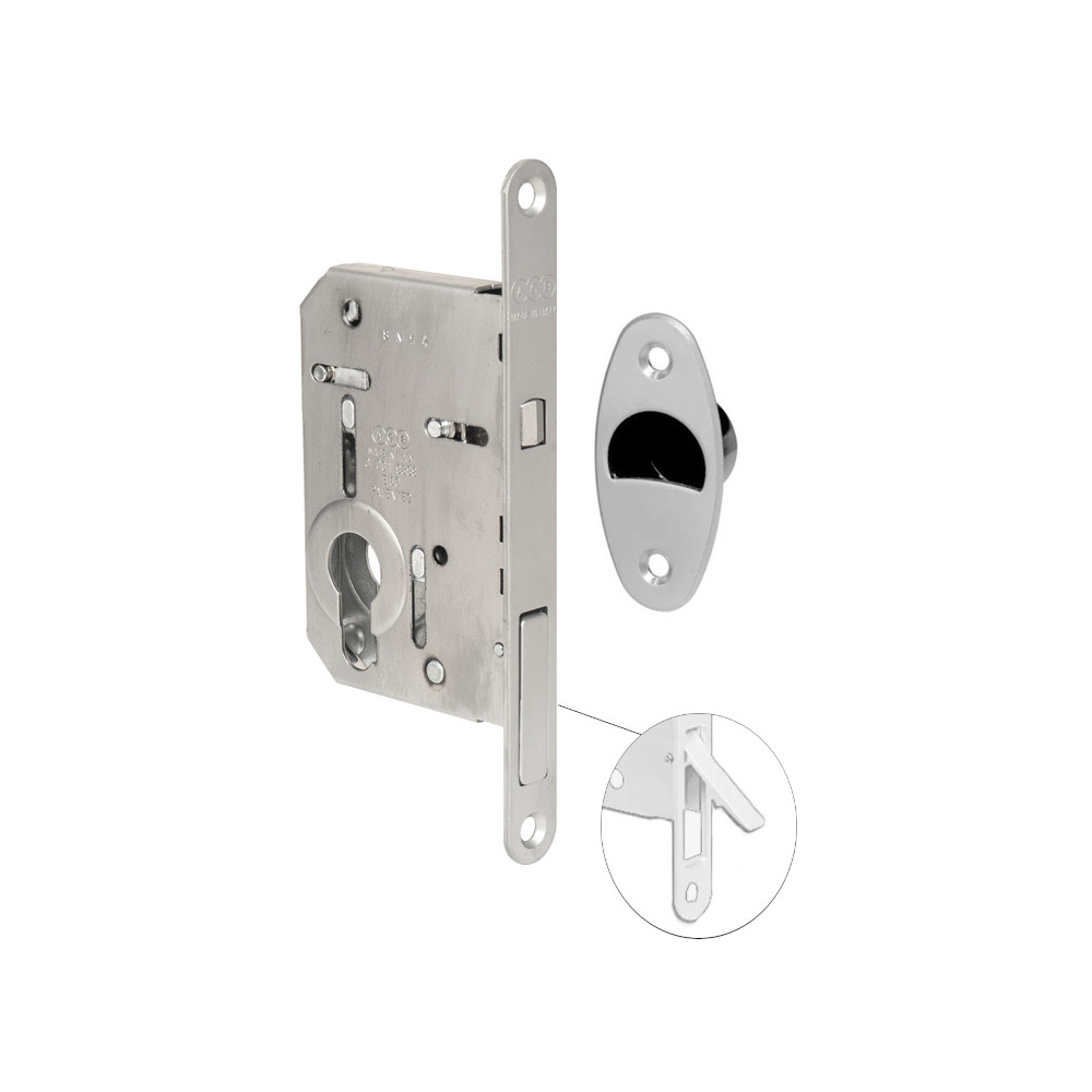 Lock for sliding door AGB SCIVOLA TRE CLASS - WAVE - Matt chrome