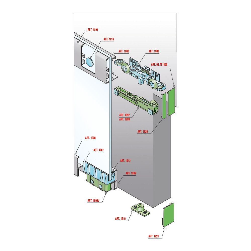 Unsichtbares System für Glasschiebetüren SISCO SISTEM