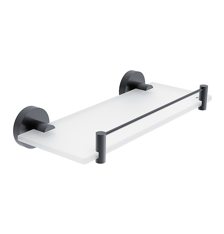 Sklenená polica s držiakmi a ohradou NIMCO UNIX BLACK 300 mm Sklenená polica s držiakmi a ohradou NIMCO UNIX BLACK 300 mm