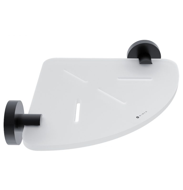 Glass corner shelf with brackets NIMCO UNIX BLACK IXI Glass corner shelf with brackets NIMCO UNIX BLACK IXI