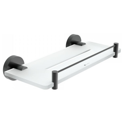 Półka szklana z uchwytem i płotem NIMCO UNIX BLACK IXI 300 mm