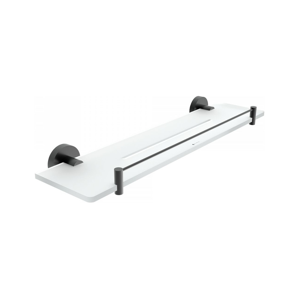 Półka szklana z uchwytem i płotem NIMCO UNIX BLACK IXI 500 mm