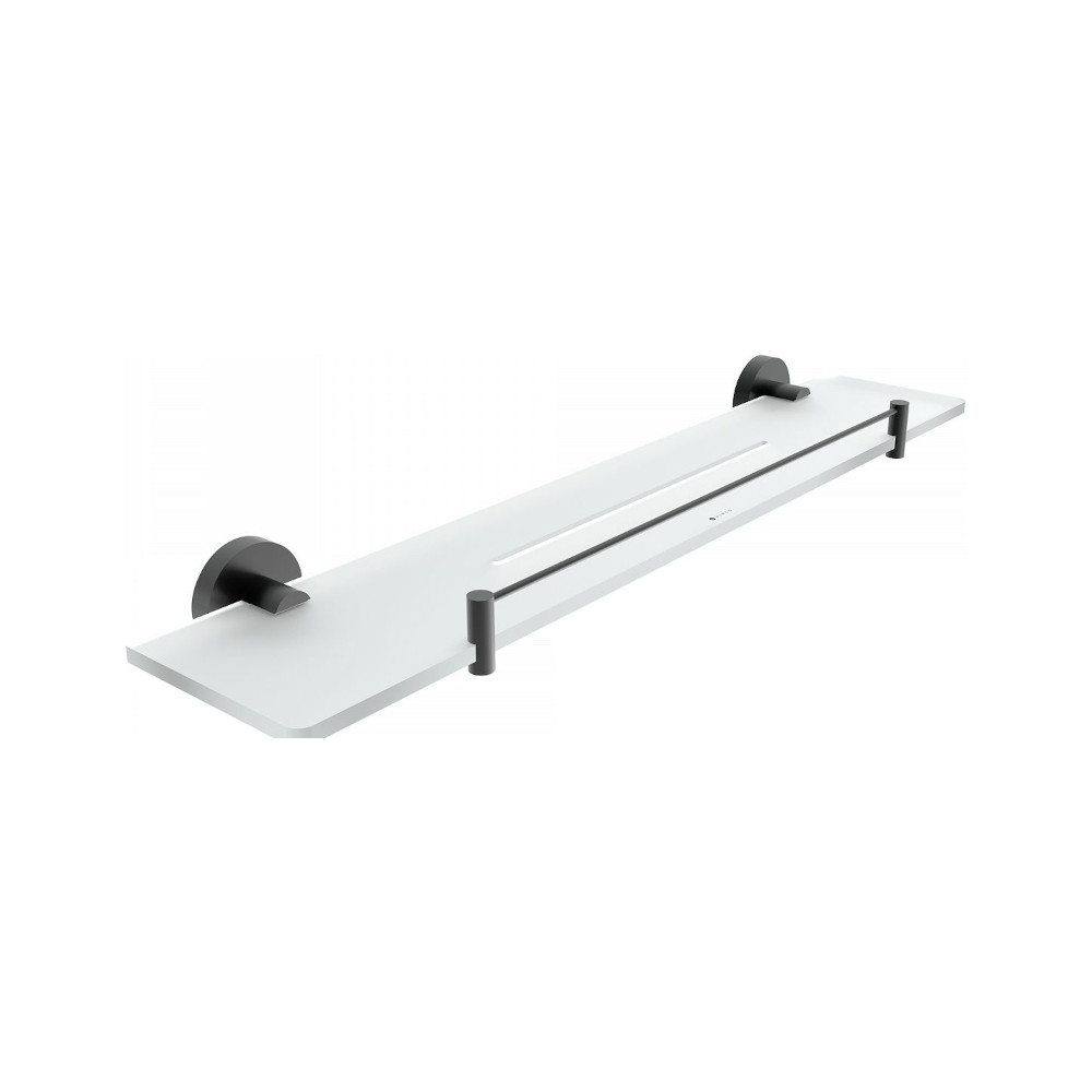 Glass shelf with brackets and fence NIMCO UNIX BLACK IXI 600 mm
