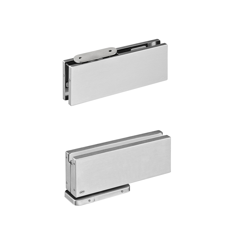 Hydraulic pivot set for glass door JNF IN.81.203 - Brushed stainless steel Hydraulic pivot set for glass door JNF IN.81.203 - Brushed stainless steel