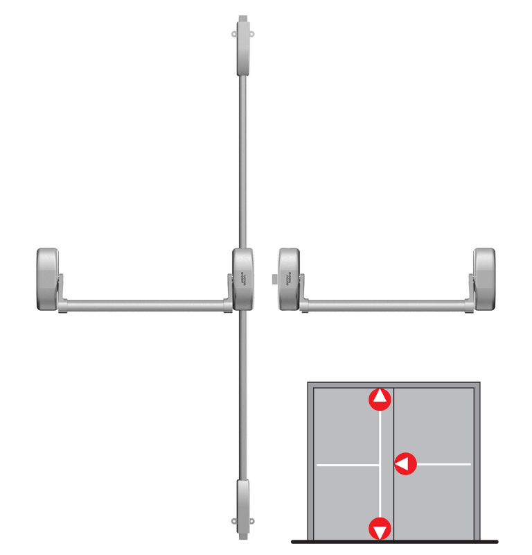 Panic hardware for double-leaf doors with 3-point latching DORMAKABA PHA 2000 Panic hardware for double-leaf doors with 3-point latching DORMAKABA PHA 2000