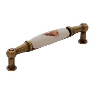 Furniture handle ALEXANDRA FLOWER - Patina on brass