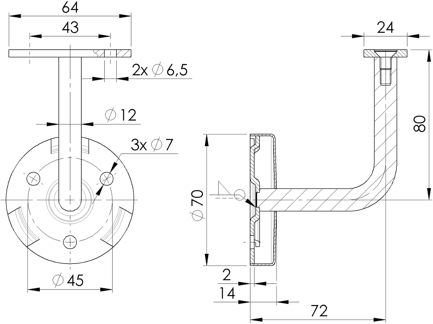 Wall handle holder A/0117-000-B
